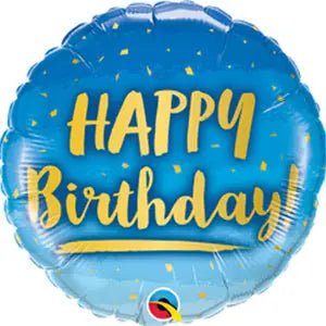 18" Foil Happy Birthday - Blue & Gold The Ultimate Balloon And Party Shop Cheltenham & Gloucester Balloons & Fancy Dress 