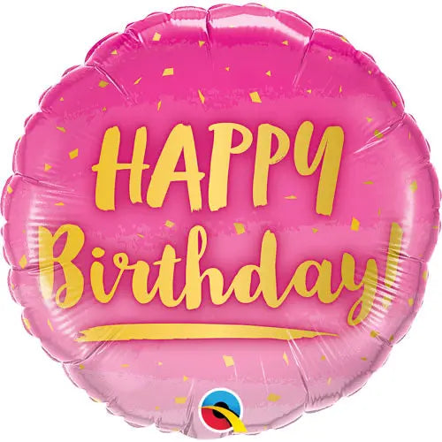 18" Foil Happy Birthday Bold Pink/Gold The Ultimate Balloon And Party Shop Cheltenham & Gloucester Balloons & Fancy Dress 