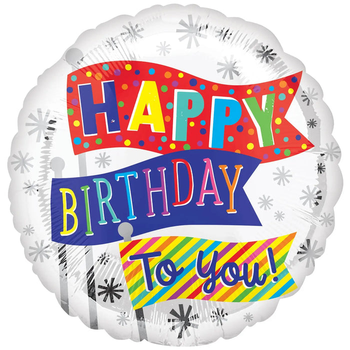 18" Foil Happy Birthday Bright Banners The Ultimate Balloon And Party Shop Cheltenham & Gloucester Balloons & Fancy Dress 