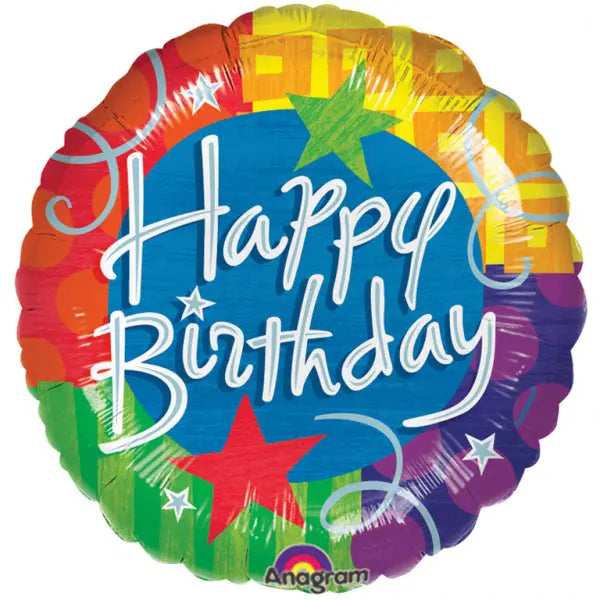 18" Foil Happy Birthday - Bright Design The Ultimate Balloon And Party Shop Cheltenham & Gloucester Balloons & Fancy Dress 