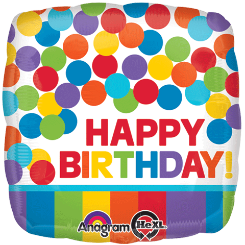 18" Foil Happy Birthday - Bright Dots The Ultimate Balloon And Party Shop Cheltenham & Gloucester Balloons & Fancy Dress 
