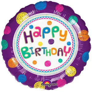 18" Foil Happy Birthday - Colourful Dots The Ultimate Balloon And Party Shop Cheltenham & Gloucester Balloons & Fancy Dress 