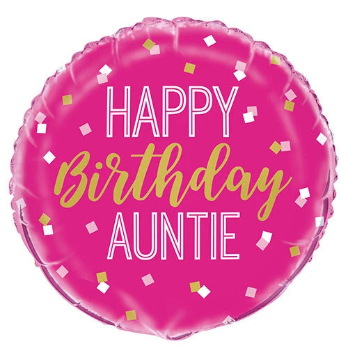 18" Foil Happy Birthday - Happy Birthday Auntie The Ultimate Balloon And Party Shop Cheltenham & Gloucester Balloons & Fancy Dress 