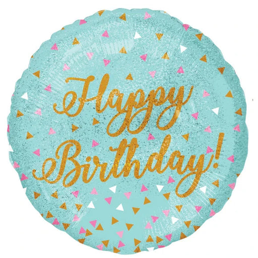 18" Foil Happy Birthday  - Light Blue Sparkle The Ultimate Balloon And Party Shop Cheltenham & Gloucester Balloons & Fancy Dress 