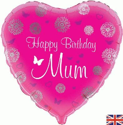 18" Foil Happy Birthday - Mum Heart The Ultimate Balloon And Party Shop Cheltenham & Gloucester Balloons & Fancy Dress 