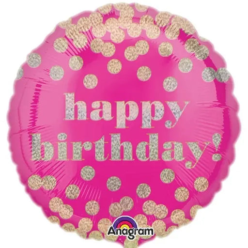 18" Foil Happy Birthday Pink/Gold Dots The Ultimate Balloon And Party Shop Cheltenham & Gloucester Balloons & Fancy Dress 