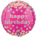 18" Foil Happy Birthday Pink/Gold Dots The Ultimate Balloon And Party Shop Cheltenham & Gloucester Balloons & Fancy Dress 