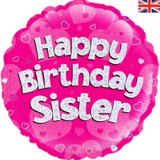 18" Foil Happy Birthday - Sister Pink Glitz The Ultimate Balloon And Party Shop Cheltenham & Gloucester Balloons & Fancy Dress 