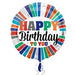 18" Foil Happy Birthday - Stripes The Ultimate Balloon And Party Shop Cheltenham & Gloucester Balloons & Fancy Dress 