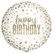18" Foil Happy Birthday - White/Gold Confetti The Ultimate Balloon And Party Shop Cheltenham & Gloucester Balloons & Fancy Dress 