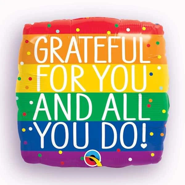 18" Foil So Grateful Rainbow Balloon The Ultimate Balloon And Party Shop Cheltenham & Gloucester Balloons & Fancy Dress 