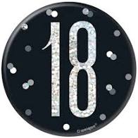 Age 18 Birthday Badge - Black - The Ultimate Balloon & Party Shop