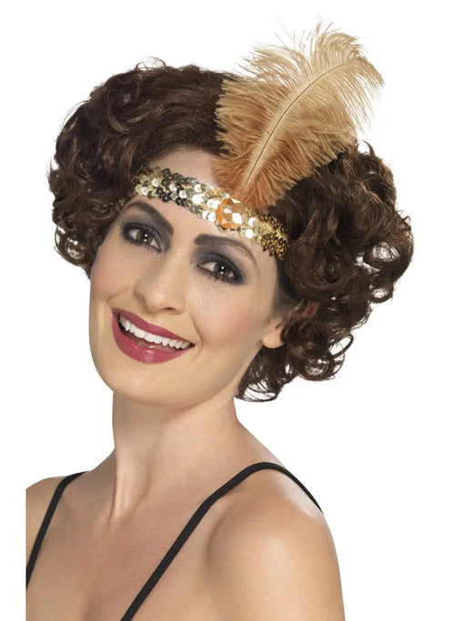 1920's Flapper Gold Sequin Headband The Ultimate Balloon And Party Shop Cheltenham & Gloucester Balloons & Fancy Dress 