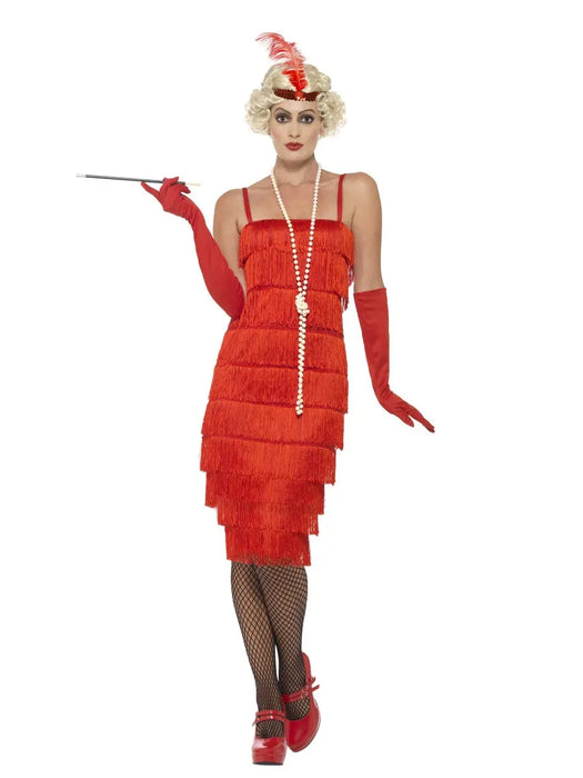 1920's Flapper Red (Long) Costume The Ultimate Balloon And Party Shop Cheltenham & Gloucester Balloons & Fancy Dress 