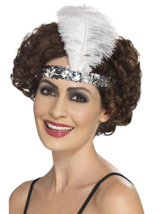1920's Flapper Silver Sequin Headband The Ultimate Balloon And Party Shop Cheltenham & Gloucester Balloons & Fancy Dress 