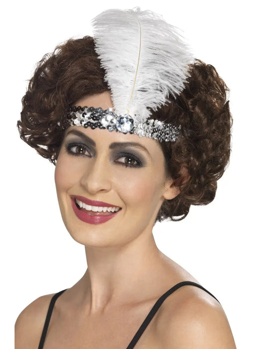 1920's Flapper Silver Sequin Headband The Ultimate Balloon And Party Shop Cheltenham & Gloucester Balloons & Fancy Dress 
