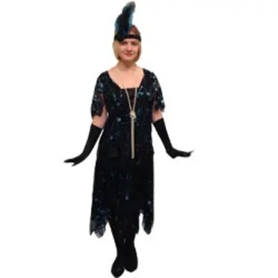 1920s Flapper Dress Hire Costume - Deluxe Black & Blue The Ultimate Balloon And Party Shop Cheltenham & Gloucester Balloons & Fancy Dress 