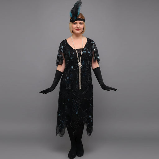 1920s Flapper Dress Hire Costume - Deluxe Black & Blue The Ultimate Balloon And Party Shop Cheltenham & Gloucester Balloons & Fancy Dress 