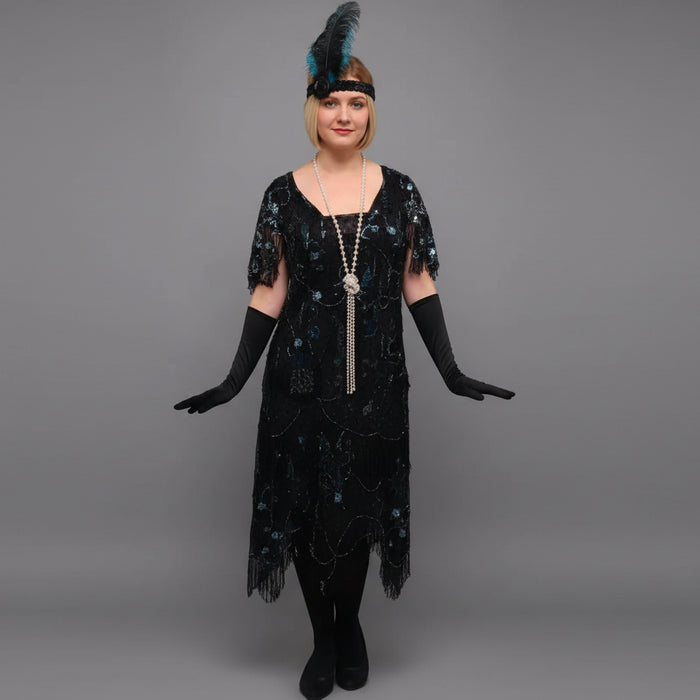 1920s Flapper Dress Hire Costume - Deluxe Black & Blue The Ultimate Balloon And Party Shop Cheltenham & Gloucester Balloons & Fancy Dress 