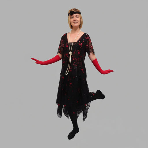 1920s Flapper Dress Hire Costume - Deluxe Black & Red The Ultimate Balloon And Party Shop Cheltenham & Gloucester Balloons & Fancy Dress 