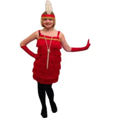 1920s Flapper Fringe Dress Hire Costume - Red The Ultimate Balloon And Party Shop Cheltenham & Gloucester Balloons & Fancy Dress 