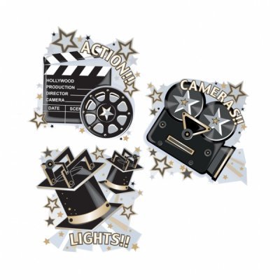 Hollywood, Lights, Camera, Action Card Cutouts - The Ultimate Balloon & Party Shop