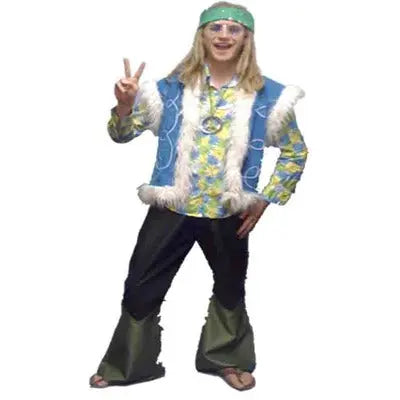 1960s/1970s Hippy Dude Hire Costume - Blue The Ultimate Balloon And Party Shop Cheltenham & Gloucester Balloons & Fancy Dress 