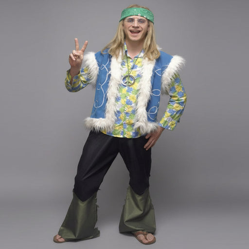 1960s/1970s Hippy Dude Hire Costume - Blue The Ultimate Balloon And Party Shop Cheltenham & Gloucester Balloons & Fancy Dress 