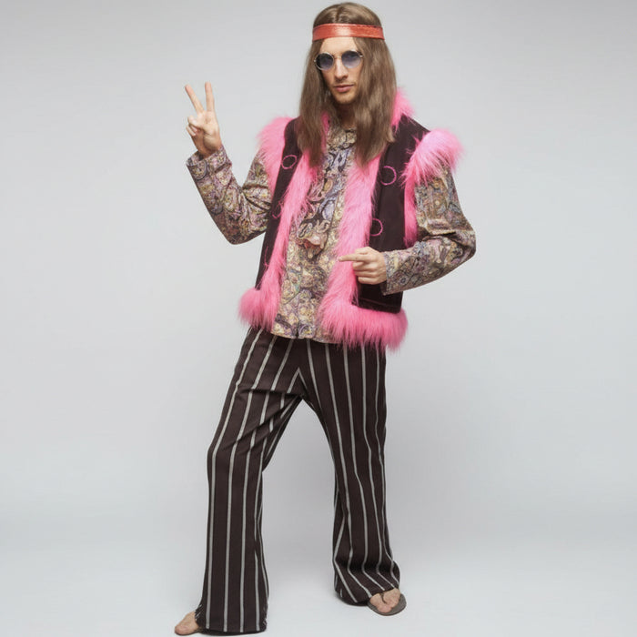 1960s/1970s Hippy Dude Hire Costume - Brown The Ultimate Balloon And Party Shop Cheltenham & Gloucester Balloons & Fancy Dress 