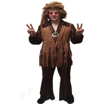 1960s/1970s Hippy Ex Hire Costume - Brown The Ultimate Balloon And Party Shop Cheltenham & Gloucester Balloons & Fancy Dress 