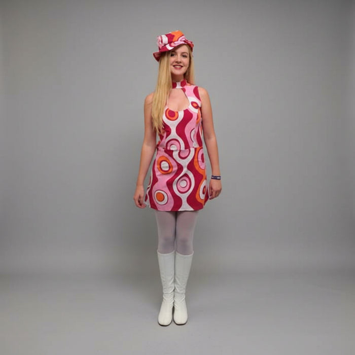 1960s/1970s Pink Swirl Dress Hire Costume The Ultimate Balloon And Party Shop Cheltenham & Gloucester Balloons & Fancy Dress 