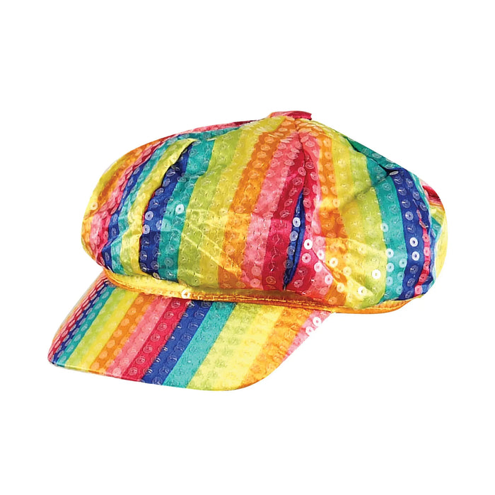 1970's Rainbow Sequin Disco Hat The Ultimate Balloon And Party Shop Cheltenham & Gloucester Balloons & Fancy Dress 