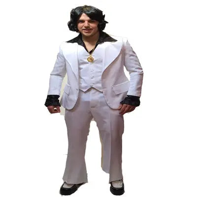 1970s White Suit EX Hire Costume The Ultimate Balloon And Party Shop Cheltenham & Gloucester Balloons & Fancy Dress 