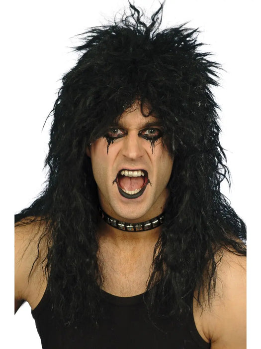 1980's Rocker Black Wig The Ultimate Balloon And Party Shop Cheltenham & Gloucester Balloons & Fancy Dress 