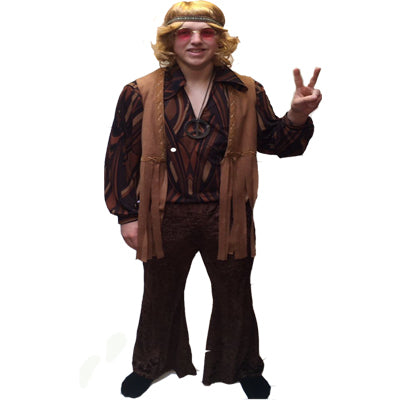 1960s/1970s Hippy Hire Costume - Brown - The Ultimate Balloon & Party Shop