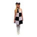 1960s/1970s Dress Hire Costume - Black & White Squares - The Ultimate Balloon & Party Shop