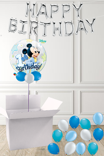 Mickey Mouse 1st Birthday Bubble in a Box delivered Nationwide - The Ultimate Balloon & Party Shop