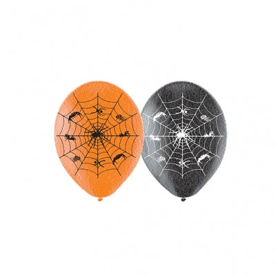 Orange & Black Spider Web Halloween Balloons - The Ultimate Balloon & Party Shop