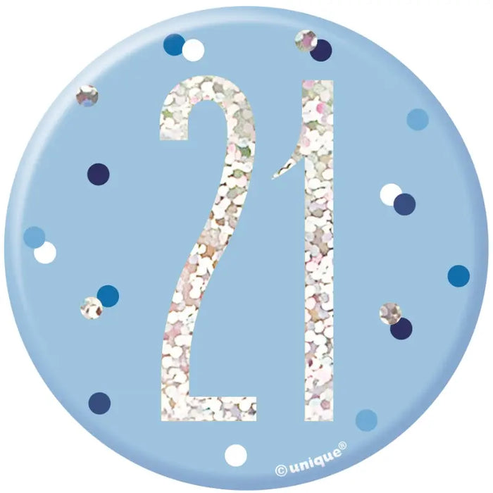 21 Birthday Badge - Blue The Ultimate Balloon And Party Shop Cheltenham & Gloucester Balloons & Fancy Dress 