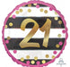 18" Foil Age 21 Pink Dots and Stripes Balloon. - The Ultimate Balloon & Party Shop