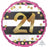 18" Foil Age 21 Pink Dots and Stripes Balloon. - The Ultimate Balloon & Party Shop