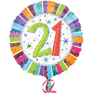 18" Foil Age 21 Rainbow Balloon - The Ultimate Balloon & Party Shop