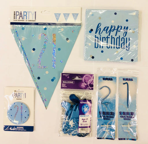 21st Birthday Party Pack - Blue The Ultimate Balloon And Party Shop Cheltenham & Gloucester Balloons & Fancy Dress 