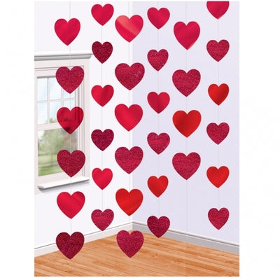 Valentines Day Red Heart String Decoration - The Ultimate Balloon & Party Shop