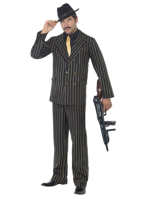1920's Gangster Gold Pinstripe Costume - The Ultimate Balloon & Party Shop