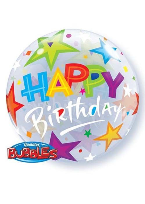 Qualatex Happy Birthday Bubble Balloon -  Bright - The Ultimate Balloon & Party Shop