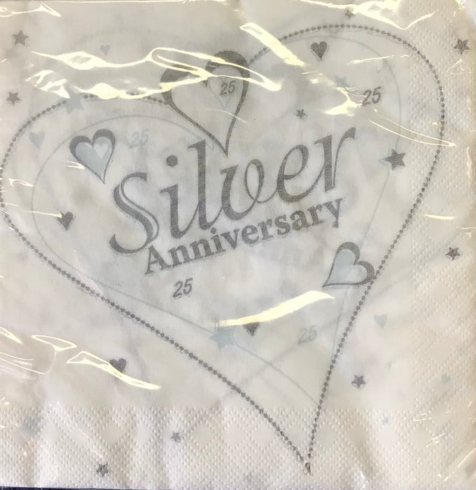 25th Silver Anniversary Napkins The Ultimate Balloon And Party Shop Cheltenham & Gloucester Balloons & Fancy Dress 