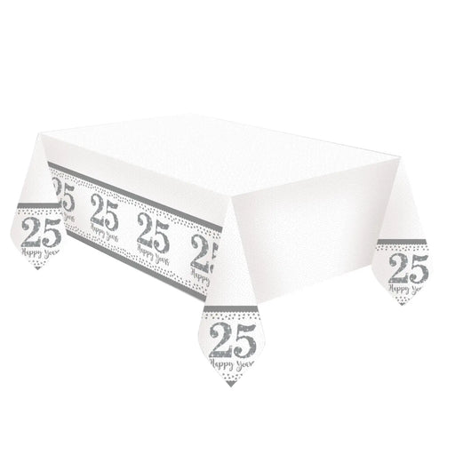 25th Silver Anniversary Plastic Tablecover The Ultimate Balloon And Party Shop Cheltenham & Gloucester Balloons & Fancy Dress 
