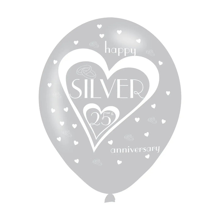 25th Wedding Anniversary Printed Balloons 6 Pack The Ultimate Balloon And Party Shop Cheltenham & Gloucester Balloons & Fancy Dress 
