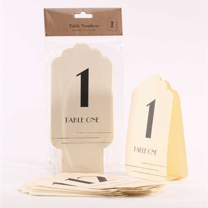 Table Number Cards - Ivory (Glitter) - The Ultimate Balloon & Party Shop